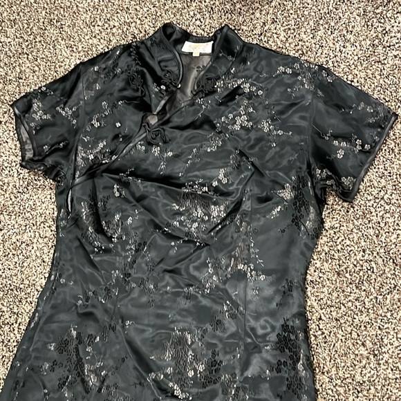 Golden Dragon Black Long Chinese Dress 🟡 Size 40 - Picture 1 of 5